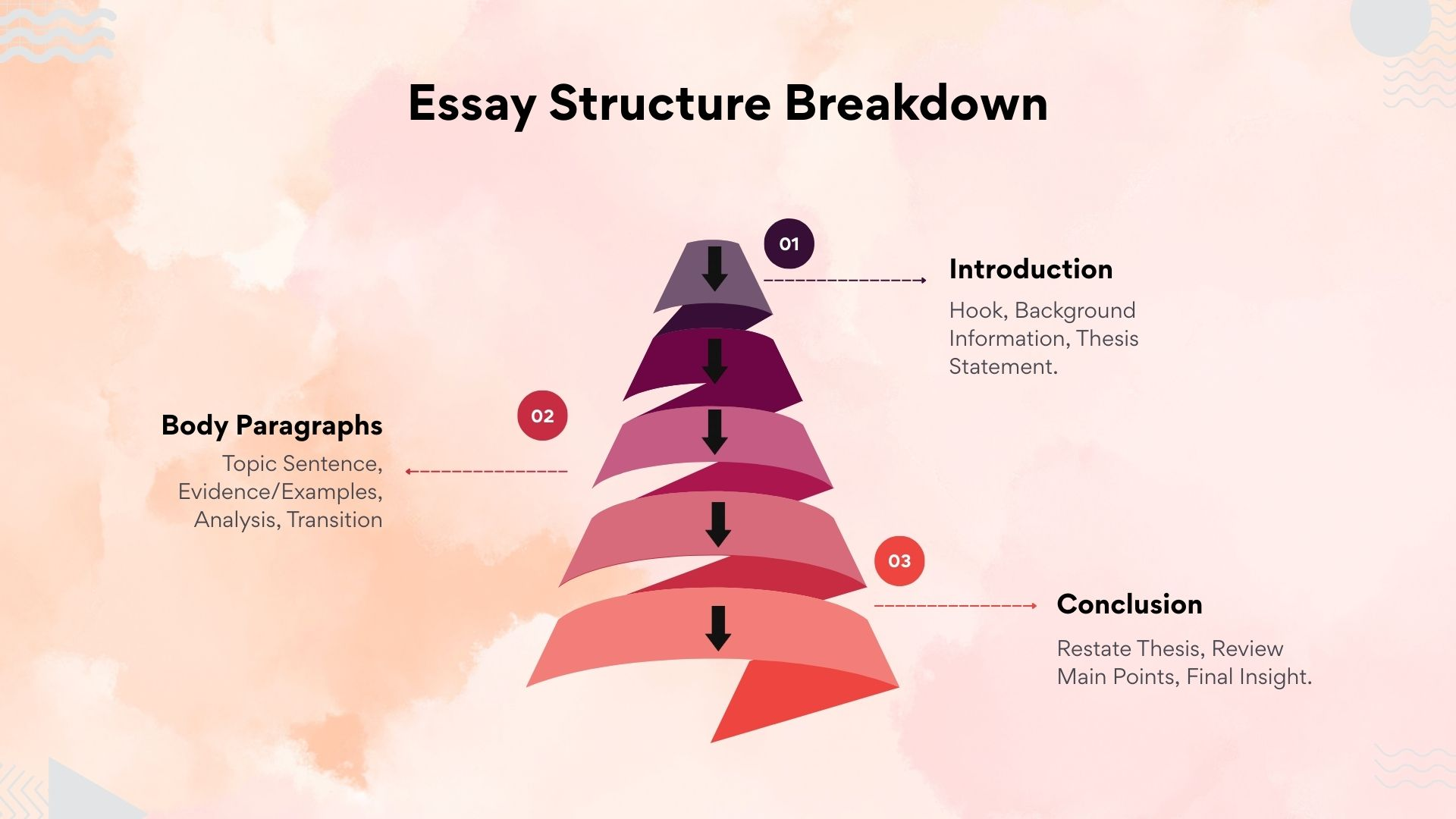 “Essay structure infographic showing how to organize paragraphs.”