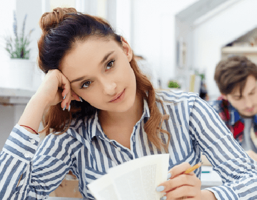 An image of a girl showing the dissertation writing services by Hooman Writers